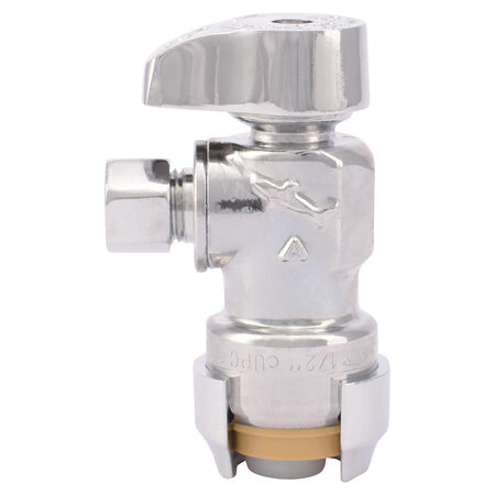 SharkBite 1/2 in. PTC X 1/4 in. Compression Brass Angle Stop Valve