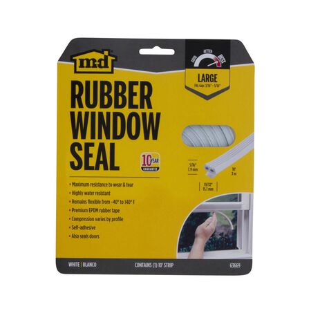 M-D White Rubber Weatherstrip For Doors and Windows 10 ft. L X 5/16 in.