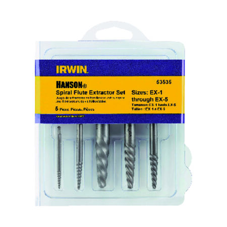 Irwin Hanson 19/64 in. Carbon Steel Spiral Screw Extractor Set 7 in. 5 pc