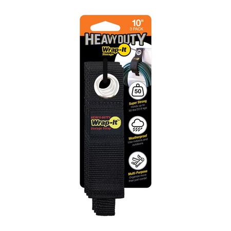 Wrap-It Heavy-Duty 1.5 in. W X 10 in. L Black Storage Straps 50 lb 3 pk