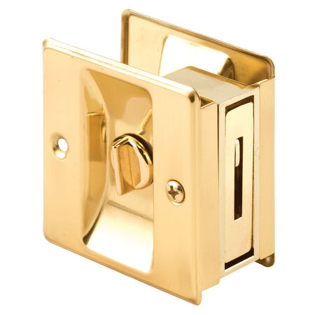 Prime-Line Polished Brass Gold Solid Brass Pocket Door Privacy Lock 1 pk
