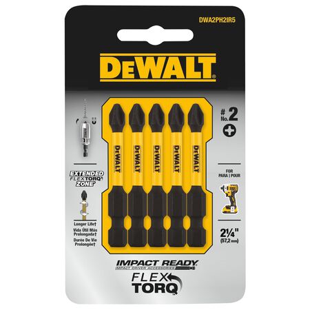DeWalt Impact Ready Phillips #2 X 2 in. L Power Bit Steel 5 pc