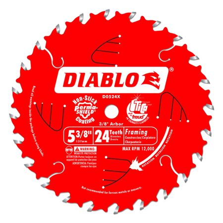 Diablo 5-3/8 in. D X 10 mm TiCo Hi-Density Carbide Framing Blade 24 teeth 1 pc