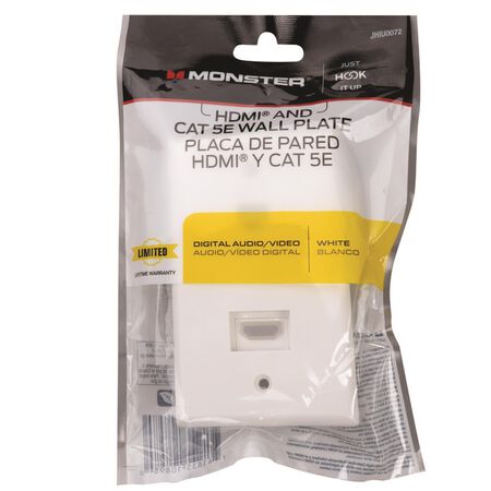 Monster Just Hook It Up White 1 gang Plastic HDMI Wall Plate 1 pk