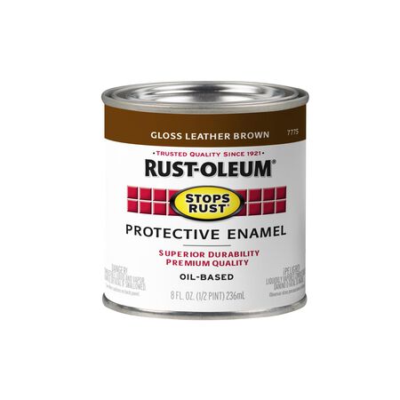 Rust-Oleum Stops Rust Indoor and Outdoor Gloss Leather Brown Oil-Based Protective Paint 0.5 pt
