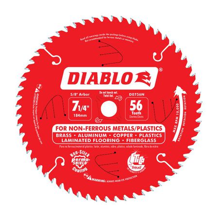 Diablo 7-1/4 in. Dia. x 5/8 in. x 0.04 in. thick Carbide Tip Titanium Circular Saw Blade 56 tee
