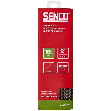 Senco Finish Nail Strip, 2 in. L, 15 ga., Steel, Bright Basic/Sencote, Brad Head