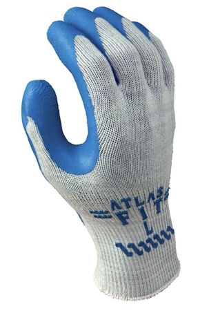 Showa 300XL-10.RT Gloves, M, Knit Wrist Cuff, Natural Rubber Coating, Blue/Light Gray