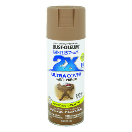 Rust-Oleum Painter's Touch 2X Ultra Cover Satin Nutmeg Paint+Primer Spray Paint 12 oz