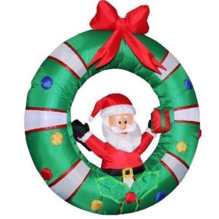 Celebrations Santa in Wreath 4 ft. Inflatable