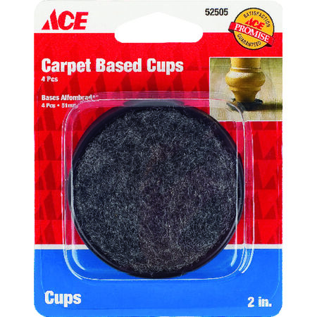 Ace Plastic Caster Cup Black Round 2 in. W 4 pk