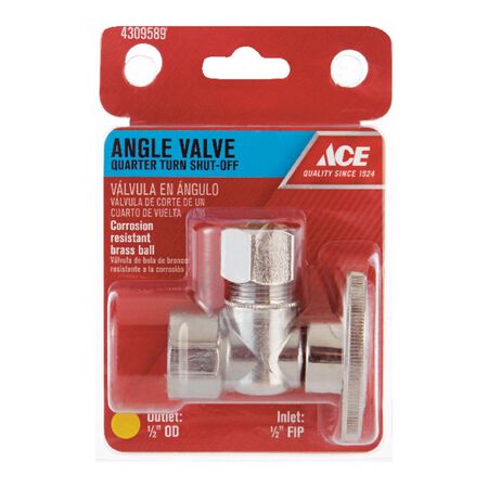Ace FIP Compression Brass Angle Stop Valve