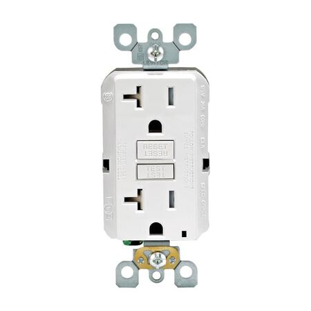 Leviton 20 amps 125 V Duplex White GFCI Outlet 5-20R 1 pk