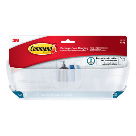 Command 4.75 in. H X 4.625 in. W X 11.375 in. L Clear Frosted Shower Caddy