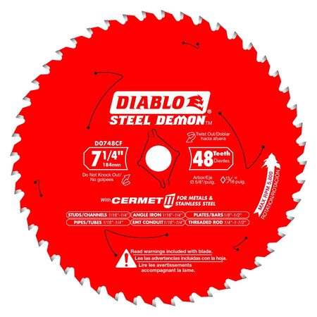 Diablo Steel Demon 7-1/4 in. D X 5/8 in. Cermet Metal Saw Blade 48 teeth 1 pk