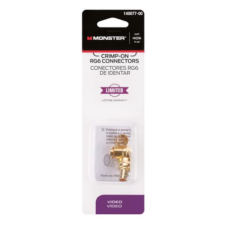 Monster Just Hook It Up Crimp-On RG6 Coaxial Connector 2 pk