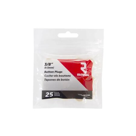 Richelieu Button Plug Round Birch 3/8 in. D x .5 in. L 25 Pack Natural