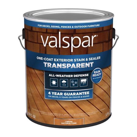Valspar One-Coat Transparent Cedar Natural Tone Water-Based Acrylic Stain and Sealer 1 gal