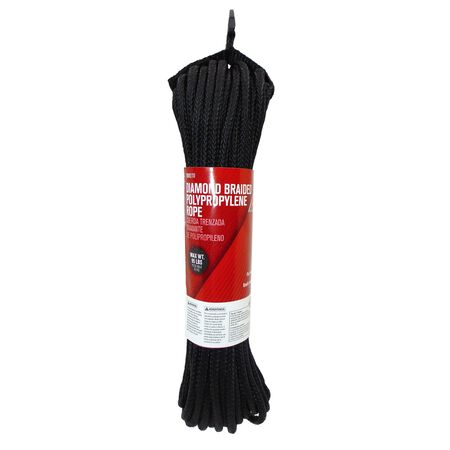 Ace 1/4 in. D X 50 ft. L Black Diamond Braided Polypropylene Rope Ace 1/4 in. D X 50 ft. L Black Diamond Braided Polypropylene Rope
