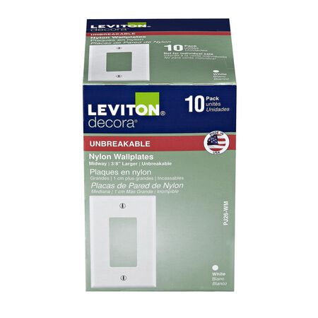 Leviton Decora White 1 gang Thermoplastic Nylon Decorator Wall Plate 10 pk
