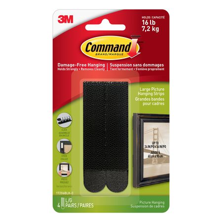 3M Command Black Large Picture Hanging Strips 16 lb 4 pk