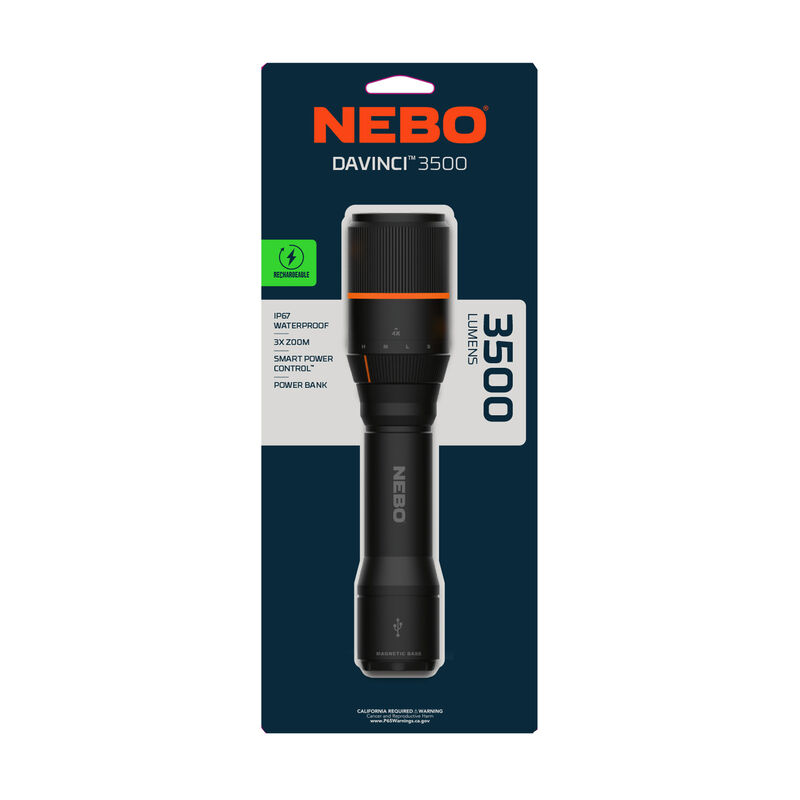 Nebo Davinci 3500 lm Black LED Rechargeable Flashlight 21700 Battery