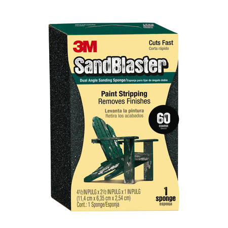 3M Sandblaster 4-1/2 in. L X 2-1/2 in. W X 1 in. 60 Grit Medium Sanding Sponge