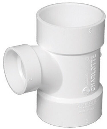 Charlotte Pipe Schedule 40 3 in. Hub X 3 in. D Hub PVC Sanitary Tee 1 pk