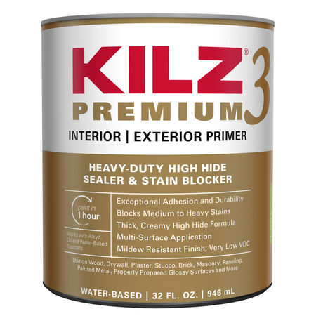 KILZ Premium White Flat Water-Based Stain Blocking Primer 1 qt