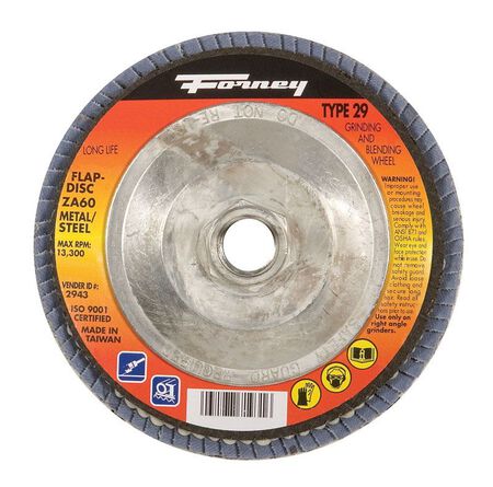 Forney 4-1/2 in. Dia. x 5/8-11 in. Blue Zirconia Flap Disc 60 Grit