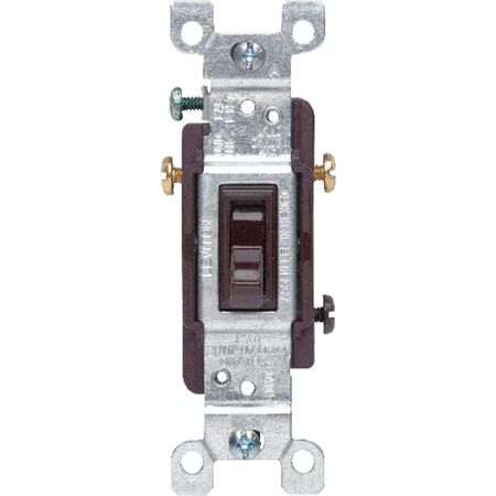 Leviton 15 amps Three Pole Toggle AC Quiet Switch Brown 1 pk