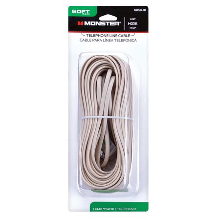 Monster Just Hook It Up 50 ft. L Ivory Telephone Line Cord