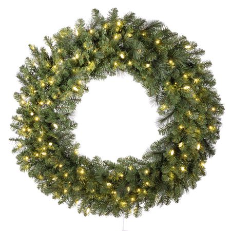 Celebrations Platinum 48 in. D LED Prelit Warm White Mixed Pine Wreath