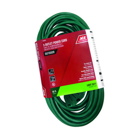 Ace Outdoor 50 ft. L Green Triple Outlet Cord 16/3 SJTW