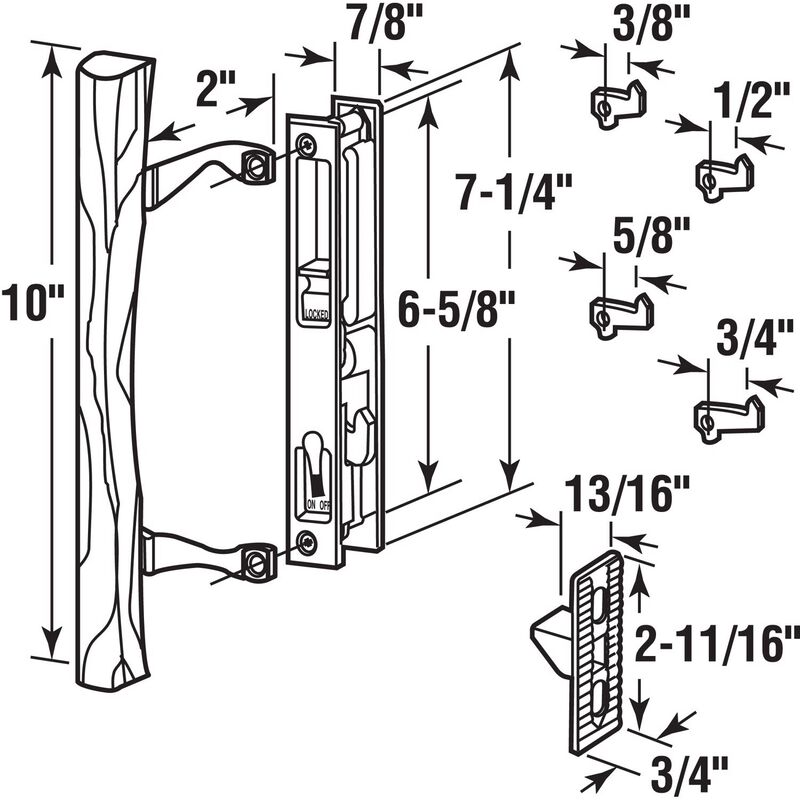 PrimeLine Wood Tone Steel Outdoor Sliding Glass Door Lock Set Stine