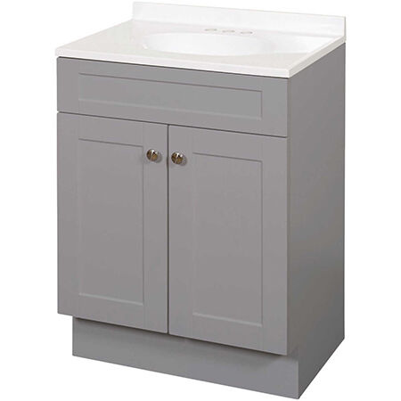Zenith 24-1/2"W x 18-1/2"D x 35-1/4"H Grey Vanity Combo Shaker Door