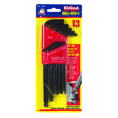 Eklind Tool Ball-Hex-L .050 to 3/8 SAE Long Arm Ball End Hex L-Key Set Multi-Size in. 13 pc.