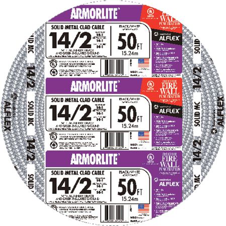Southwire Armorlite 50 ft. 14/2 Solid Aluminum Armored MC Cable