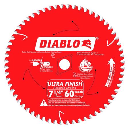 Diablo 7-1/4 in. D X 5/8 in. TiCo Hi-Density Carbide Finishing Saw Blade 60 teeth 1 pk