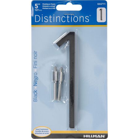 HILLMAN Distinctions 5 in. Black Steel Screw-On Number 1 1 pc