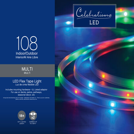 Celebrations LED Multicolored 108 ct Rope Christmas Lights 18 ft.