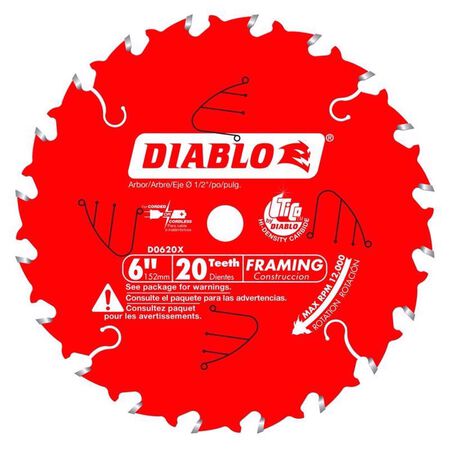 Diablo Tracking Point 6-1/2 in. D X 5/8 in. TiCo Hi-Density Carbide Framing Blade 24 teeth 1 pk
