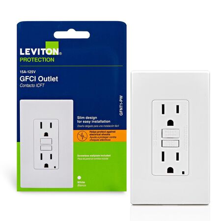 Leviton SmartlockPro 15 amps 125 V Duplex White GFCI Outlet 5-15R 1 pk