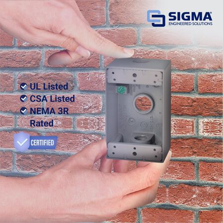 Sigma Engineered Solutions New Work 18.3 cu in Rectangle Metallic Weatherproof Box Gray