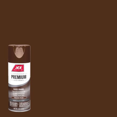 Ace Premium Gloss Chocolate Brown Paint + Primer Enamel Spray 12 oz