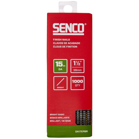 Senco Finish Nail Strip, 1-1/2 in. L, 15 ga., Steel, Bright Basic/Sencote, Brad Head