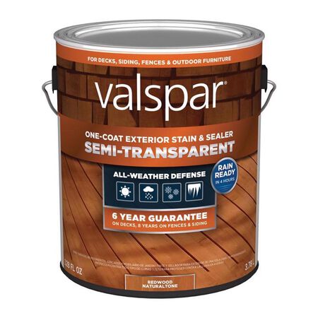 Valspar One-Coat Semi-Transparent Redwood Naturaltone Water-Based Acrylic Stain and Sealer 1 gal