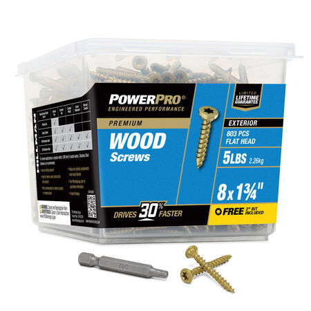 Power Pro Premium Exterior Wood Screws (#8 x 1-3/4 in.) - 803 pc