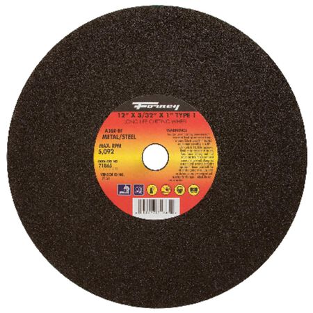 Forney 12 in. D X 1 in. Aluminum Oxide Metal Cutting Wheel 1 pc