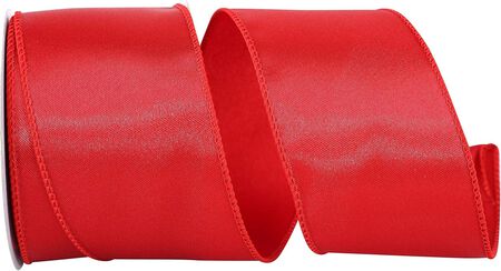 Reliant Ribbon Satin Value Wired Edge Ribbon, 2-1/2 in. X 10 Yards, Red